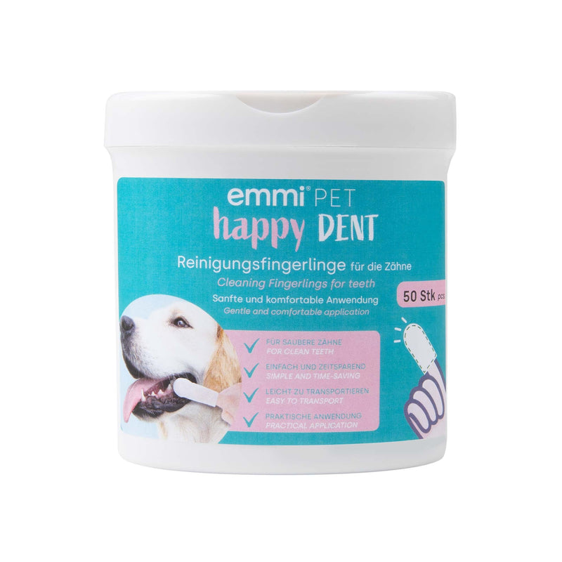 Emmi-pet finger pads for teeth | Disposable cleaning finger cots for dogs & cats | Finger cots for dental care & teeth cleaning | Cleaning wipes for care & hygiene 50 pieces - BeesActive Australia