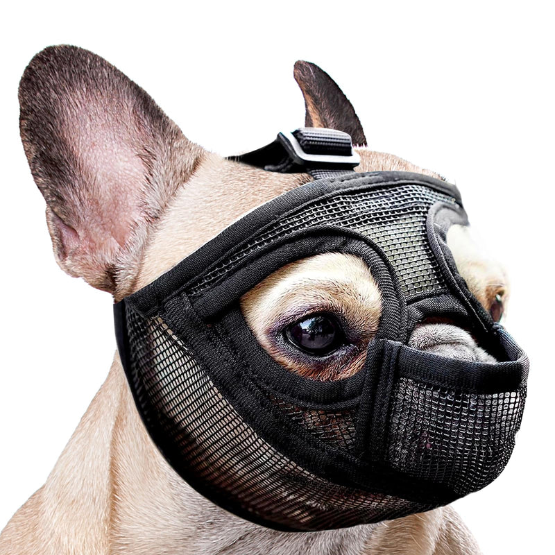 French Bulldog Muzzle, dellyy Mesh Dog Muzzle for French Bulldog, German Shepherd and Dogue de Bordeaux (Black, M) Black - BeesActive Australia