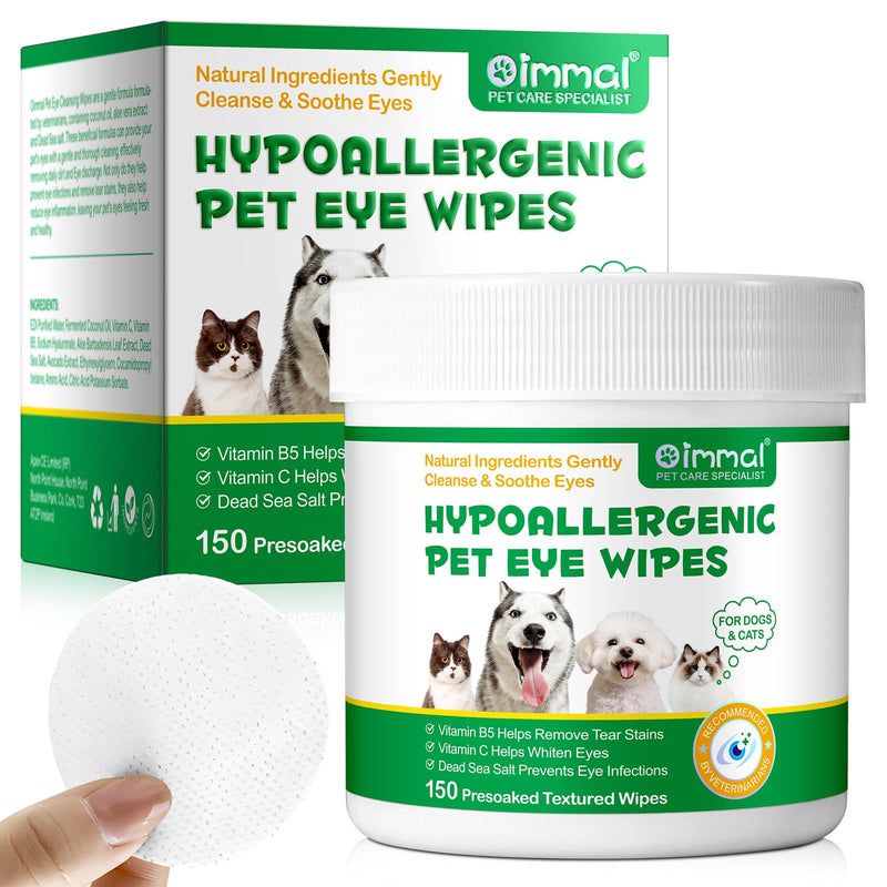 Eye Care Finger Pads for Dogs, Pack of 150 Eye Care Dog and Tear Stain Remover Dog, Eye Cleaning Pads Dogs & Cats, Removes Tear Stone & Saliva Residues, Aloe Vera Extract, Gentle - BeesActive Australia