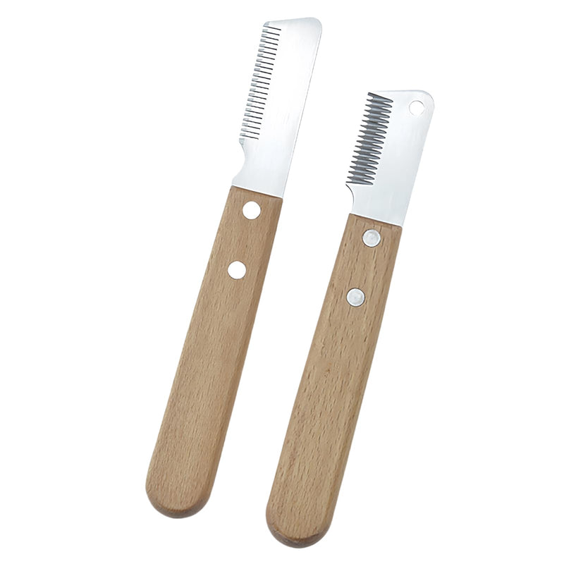 Pack of 2 trimming knives for dogs: trimming knives for dogs, hair removal knives and hair removal combs, professional trimming knives, ergonomic handle, used for dogs, cats - BeesActive Australia