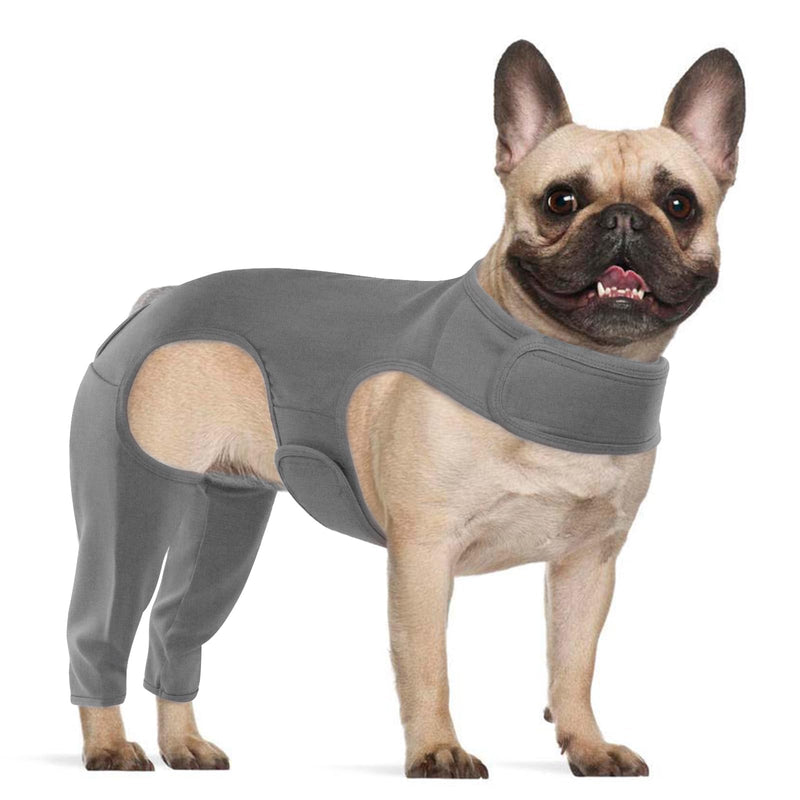 Hjyokuso dog bodysuit after surgery, dog bodysuit after surgery with leg, wound protection suits for dogs, dogs hind leg protection, anti-wound licking surgery body dogs, E-collar alternative for dogs, dog leg protection bodysuit M grey - BeesActive Australia