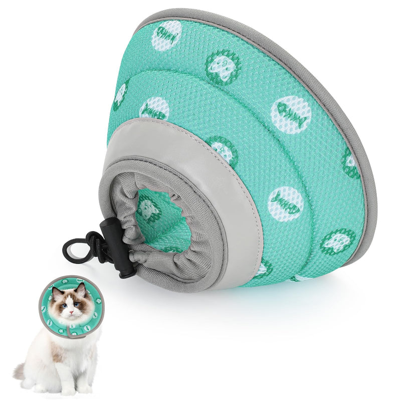 HAPPY HACHI Cat Neck Brace, Soft Adjustable Neck Brace for Cats Cat Collar After Operations and Injuries, Prevents Licking Wounds Cat Collar (Green, M) Green - BeesActive Australia