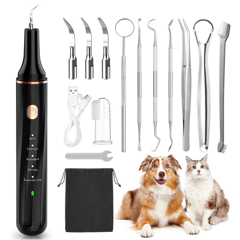 Petbank ultrasonic tooth cleaner for dogs and cats, tooth cleaner for pets, dental care set, teeth cleaning and cleaning set for dogs and cats, 5 cleaning modes, 4 cleaning heads - BeesActive Australia