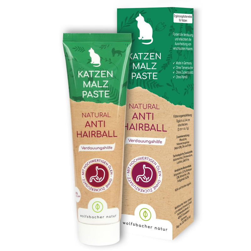 Wolfsbacher Malt Paste Cats - Anti Hairball Cat, Natural and tasty cat snack made from malt for hairball formation - BeesActive Australia