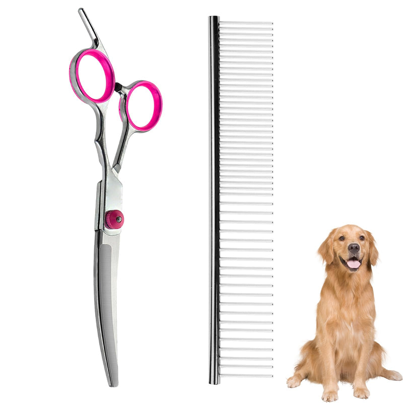 Thoquene dog and cat fur scissors, dog scissors, dog hair curved, pet comb made of robust stainless steel - BeesActive Australia