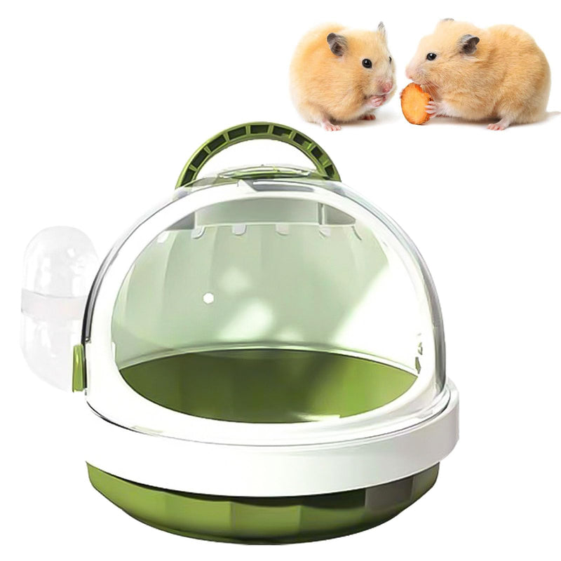 DXQCHDUO Portable Hamster Cage with Water Bottle Guinea Pig Carrier Bag Small Pet Carrier Hamster Travel Bag Handle Handheld Cage Plastic (Green) Green - BeesActive Australia
