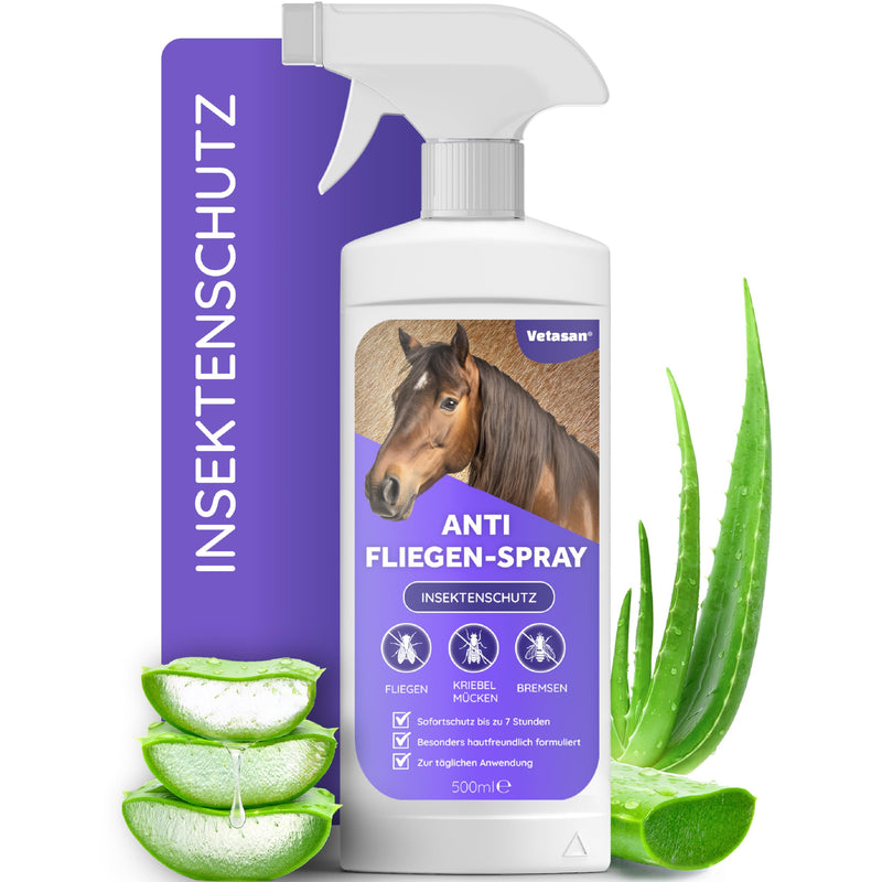 Vetasan Anti Fly Spray Horse 500ml I Insect Spray Horses Against Flies, Horseflies & Mosquitoes I Insect Repellent Spray for Fly Protection Horse Accessories - BeesActive Australia