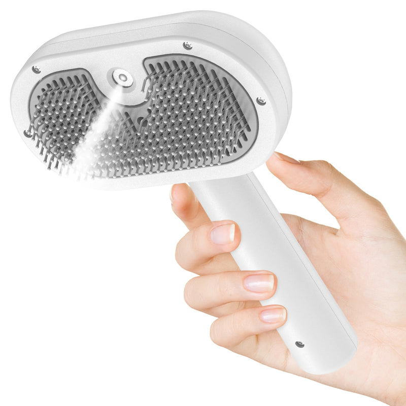 BIRDTOBR Steamy Cat Brush, 3 in 1 Cat Brush with Steam, Multifunctional Cat Spray Massage Comb, Steamy Cat Brush Eliminate Flying Hair with One Button for Cat and Dog-White White - BeesActive Australia