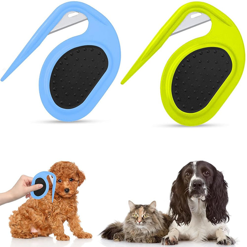 Pack of 2 detangling knife cat, pet knotting comb, knot comb for pets, knot comb hair removal tool, portable detangling comb, for removing matted hair (blue + green) - BeesActive Australia