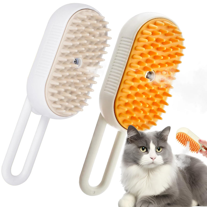 Pack of 2 cat brushes with steam, 3-in-1 steam brush cat, steam cat cleaning brush, multifunctional dog steam brush, self cleaning steamy cat brush, for cats and dogs for hair removal. 2 pieces - BeesActive Australia