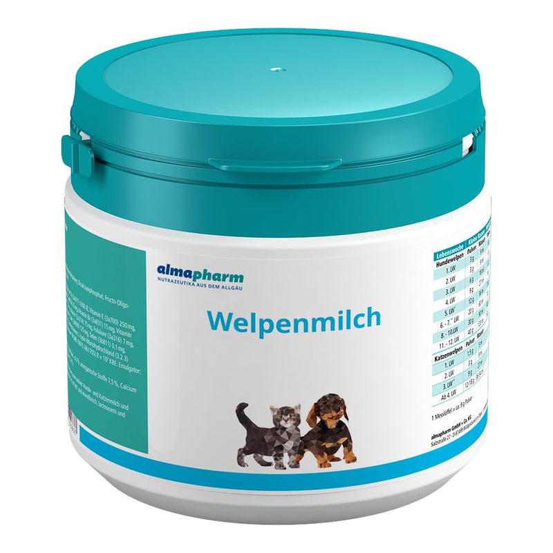 almapharm puppy milk | 250g | Breast milk substitute for dogs and kittens | Following the example of nature | For motherless rearing and supplementary feeding | Selected ingredients - BeesActive Australia