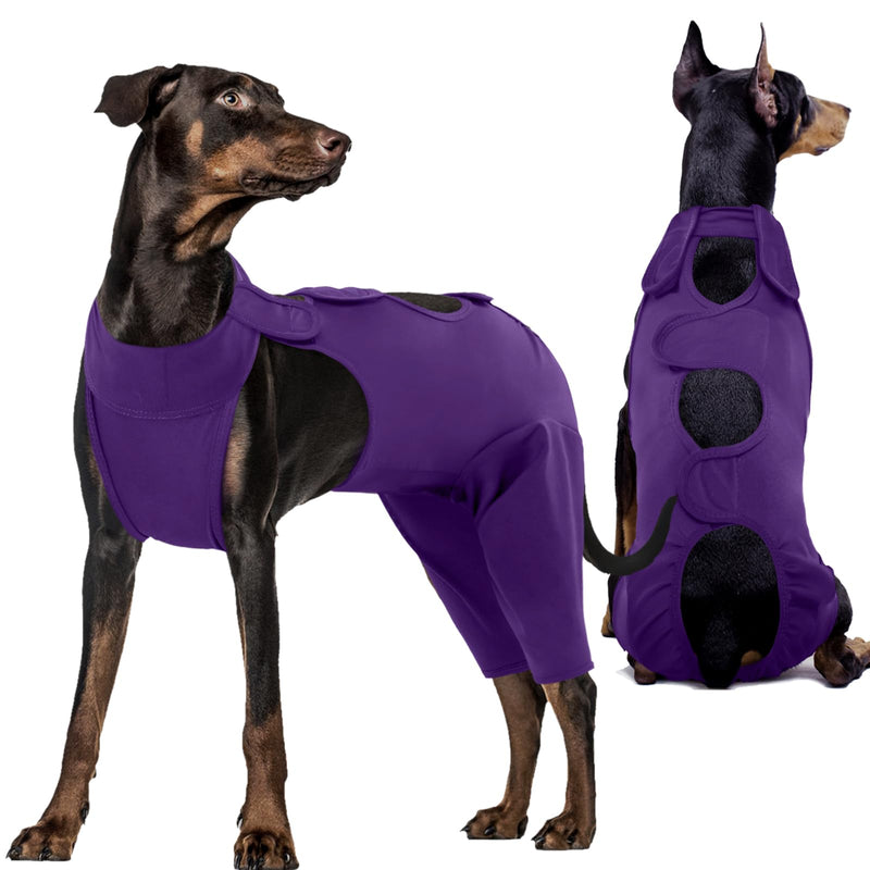 Kuoser dog bodysuit after surgery, dog bodysuit after surgery body for dog castration male dog, dog recovery suit, dog leg protection bodysuit, anti-wound licking surgery body dog, dog neck brace alternative, purple XL XL (chest: 67-81cm) brilliant purple - BeesActive Australia