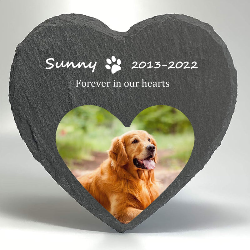 Animal gravestone, slate memorial stone, gravestone dog cat, memorial plaque gravestone, animal memorial stone in heart shape, diameter 20cm (does not support custom patterns) - BeesActive Australia