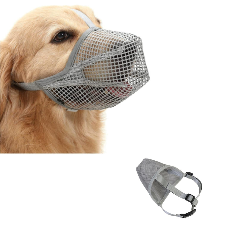 Muzzle for dogs, breathable mesh muzzle for large dogs, muzzle for medium dogs, adjustable dog muzzle for small medium and large dogs, prevents biting, chewing (gray, M) grey - BeesActive Australia