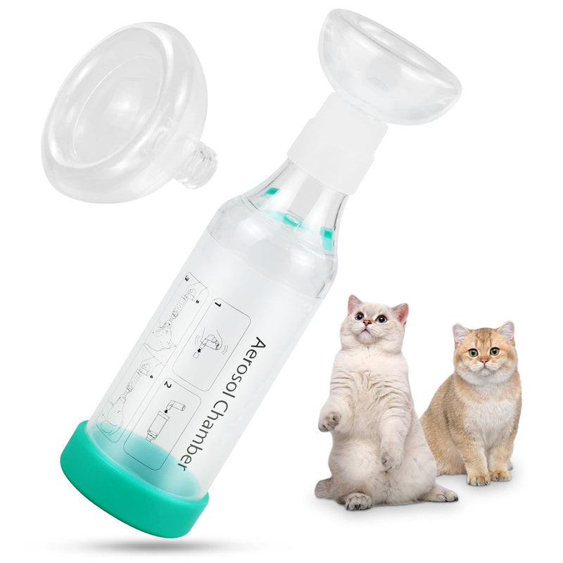 Cat handheld inhaler spacer with 2 cat masks helps breathing and administering medication - BeesActive Australia