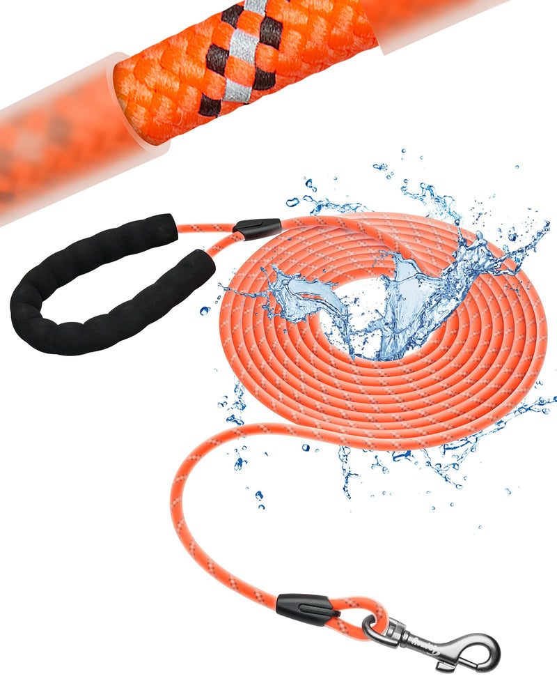 Toozey Tow Leash for Dogs, Waterproof Tow Leash 5M 10M 15M 20M Suitable for Small, Medium, Large Dogs Dog Training, Robust Dog Leash with Soft Padded Handle, Orange -10m - BeesActive Australia