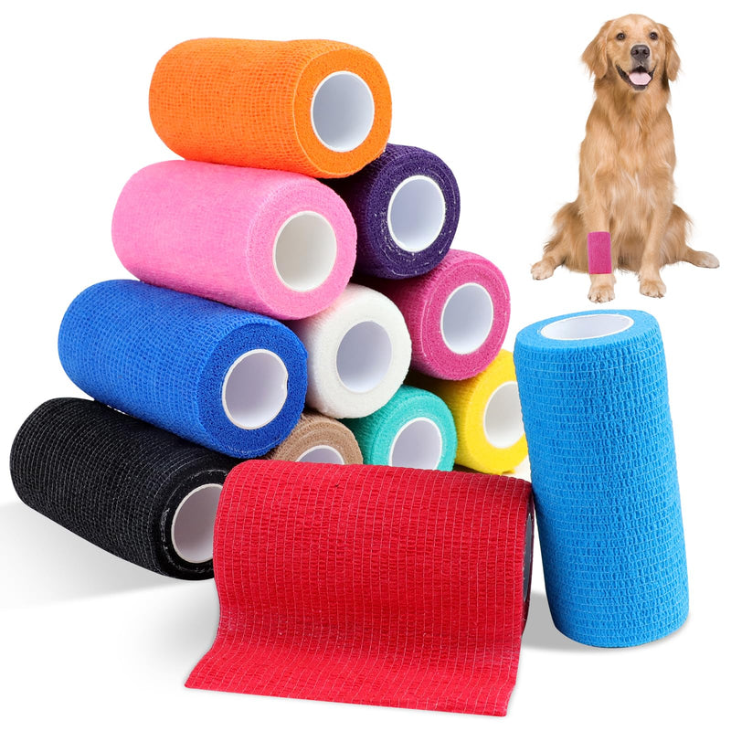 JOLIGAEA 12 Rolls Self-Adhesive Bandage 10cm x 4.5m Adhesive Bandage Self-Adhesive Bandage for Dog Wrist Ankle Elastic Bandage Self-Adhesive Bandage Cohesive Bandage for First Aid - BeesActive Australia