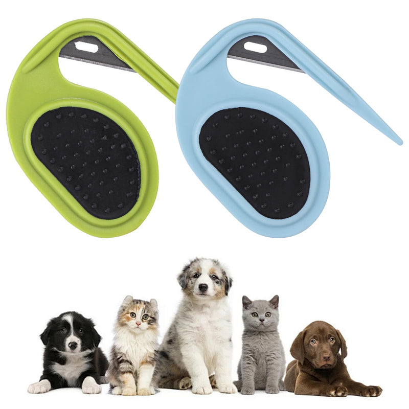 Pack of 2 de-matting knives for cats and dogs, pet knotting comb, grooming knife for long-haired pets, knot comb for cats and dogs, pets, removing mats, fur brush, pet knitting comb - BeesActive Australia