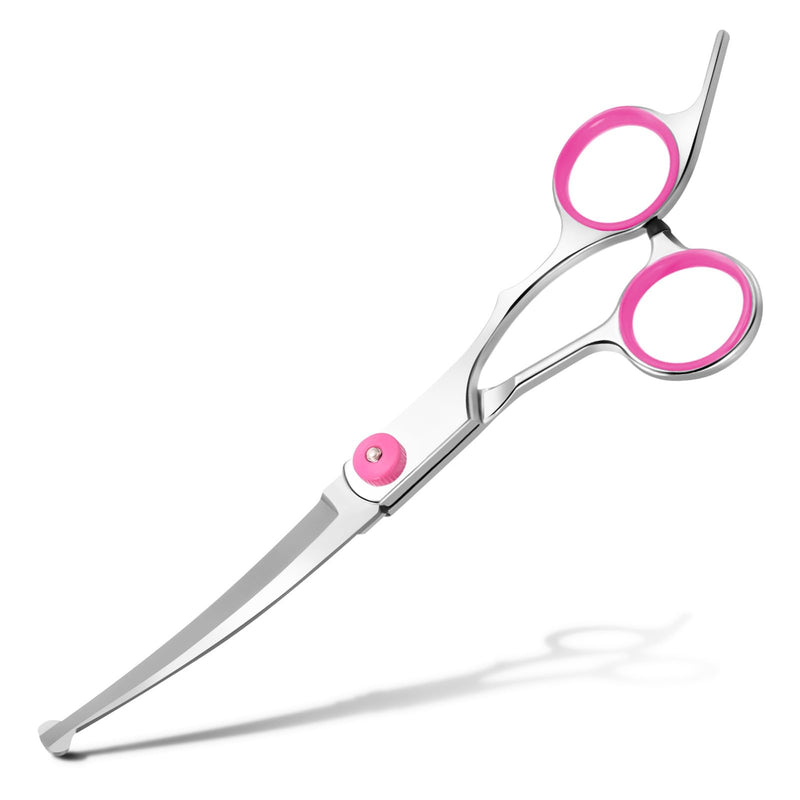 Jostift dog scissors, curved scissors, dog grooming scissors for dogs and cats, professional round grooming dog scissors, stainless steel grooming scissors, dog grooming scissors for cats and other pets, pink - BeesActive Australia