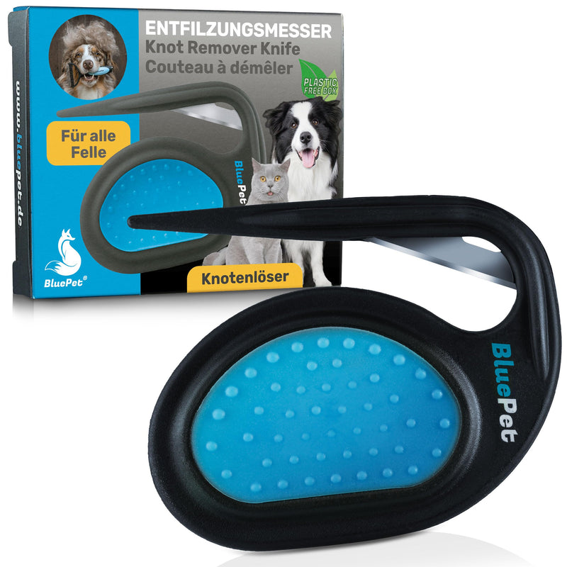 BluePet 1x dematting comb for dogs & dematting knife cats | Remove knots & matted fur | Detangler grooming knife for long-haired animals | knot comb | Knot remover & felt comb 1x de-matting knife - BeesActive Australia