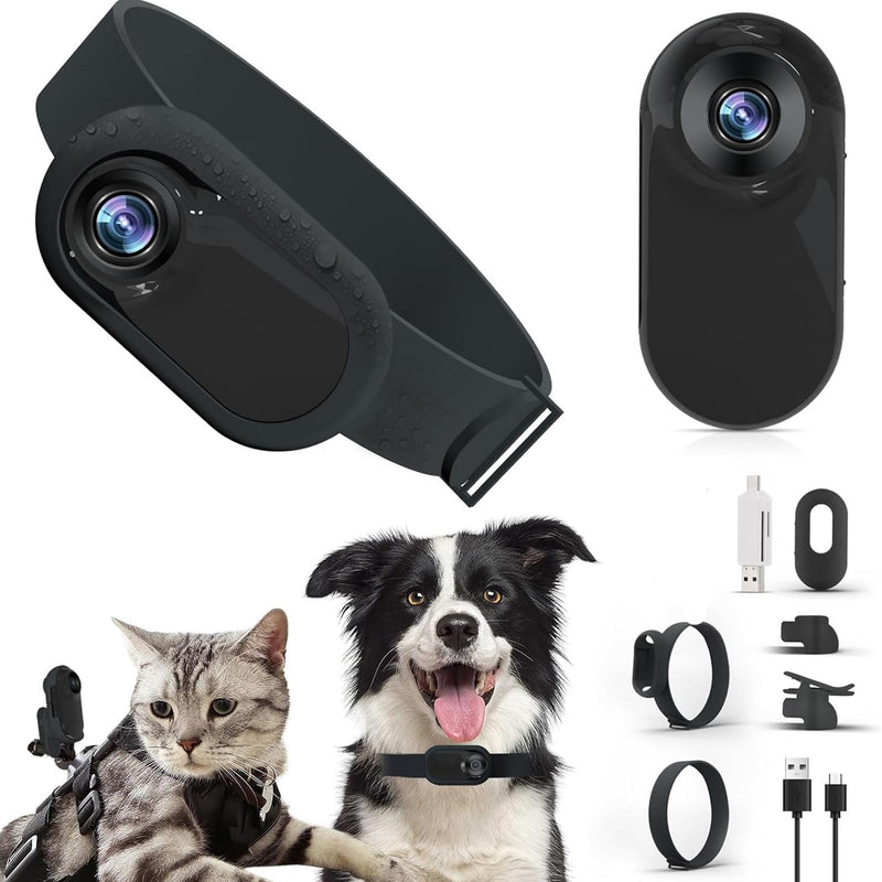 Goshyda HD 1080P Cat Collar Camera 170° Wide Angle Lens Pet Dog Collar Camera Sports Action Camera with Video Recording for Mountain Biking Traveling with Pets - BeesActive Australia