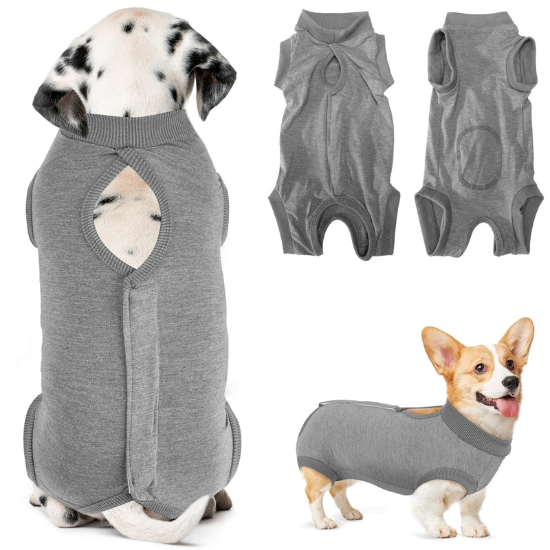 SlowTon Dog Surgery Recovery Suit - Puppy Suit for Cats After Surgery, Cone E Collar Alternative for Female Dogs, Surgical Castration Suit for Abdominal Wounds Skin Diseases M Grey - BeesActive Australia