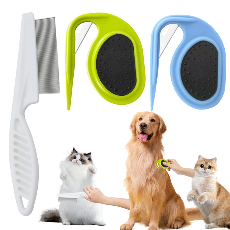 Pack of 3 Portable Pet Comb, Multifunctional Hair Removal Comb, Pet Knotting Comb and Flea Comb for Removing Fleas, Knotting Comb for Cats, Grooming Tool, For Removing Matts/Grooming - BeesActive Australia