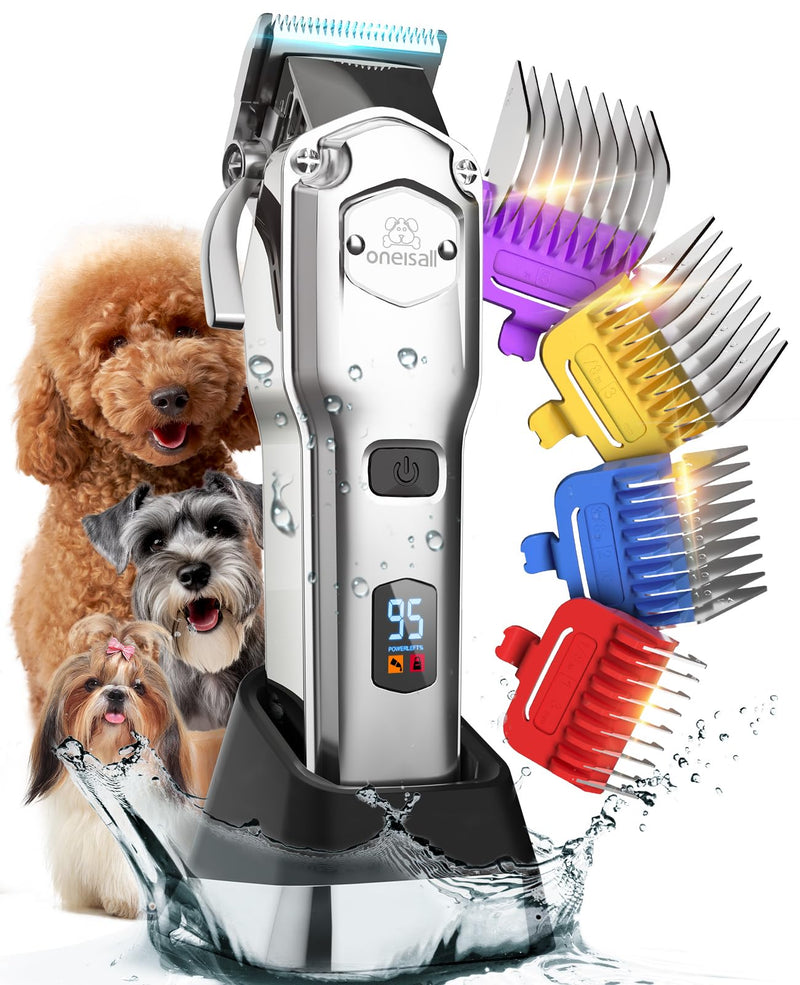 oneisall Quiet dog clippers with metal guide comb, professional wireless dog clippers, high-performance pet hair clippers for thick/curly/fine/long/wavy hair - BeesActive Australia