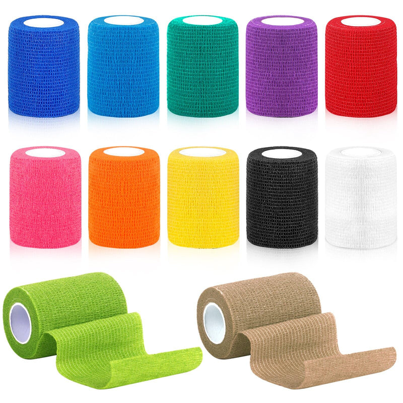 YSWOVUO 12 rolls of self-adhesive bandage, 7.5 cm x 4.5 m adhesive bandage, self-adhesive, non-woven fabric self-adhesive bandage, elastic bandage for stretch athletes, wrist, ankle, pet 7.5 cm x 4.5 m - BeesActive Australia