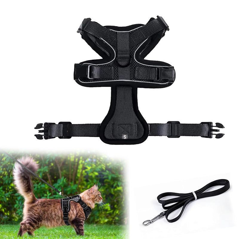 Cat harness with leash, cat harness with leash escape-proof, cat leash with harness, adjustable cat harness escape-proof, adjustable cat harness, for outdoor training walking, S - BeesActive Australia