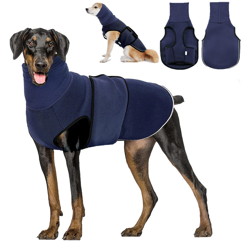 Dotoner dog coat to relieve anxiety, calming vests for dogs and cats with earmuffs, soft hoodie, reduces noise, calming vest with reflective strips, calming aid, M, ocean blue - BeesActive Australia
