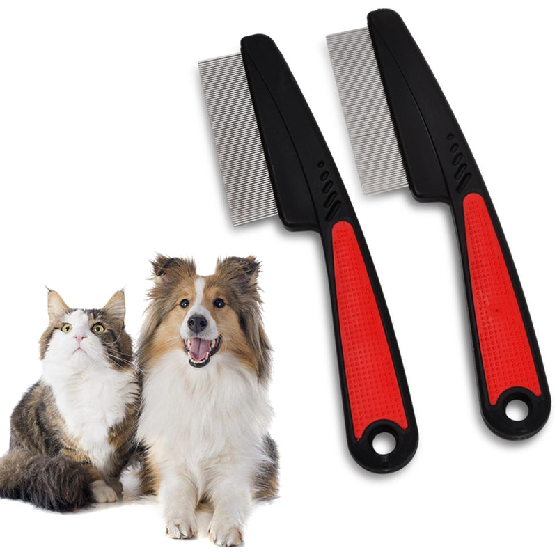 Pack of 2 pet flea combs, 18 cm cat dog lice comb, professional flea comb for cats/dogs, stainless steel dust comb with fine teeth, pet flea removal comb, effective against fleas/nits/dirt/ticks - BeesActive Australia
