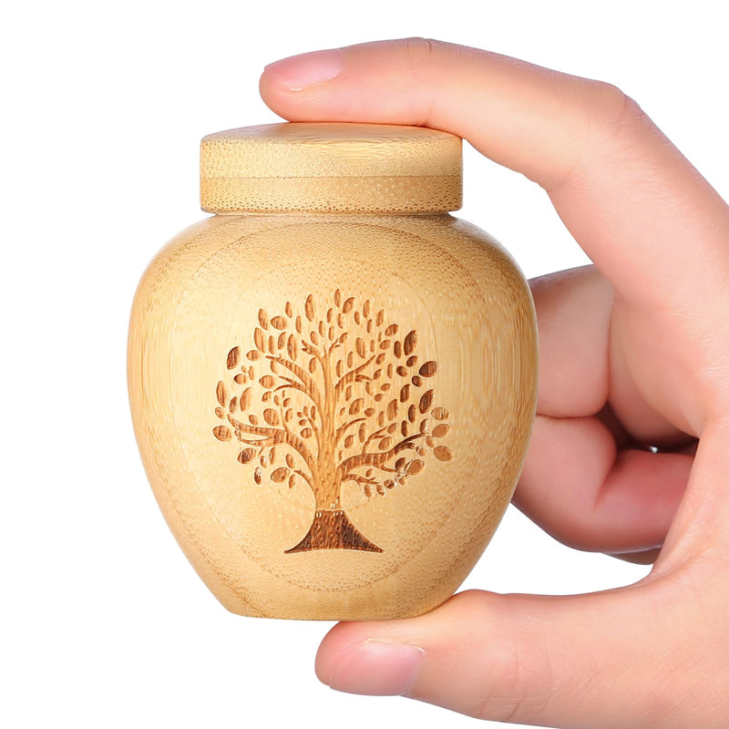 Small urn for human ashes made of bamboo, mini urn for human ashes with engraved tree of life pattern, mini keepsake urn for the ashes of pets (tree of life, 1 piece) tree of life, 1 piece - BeesActive Australia