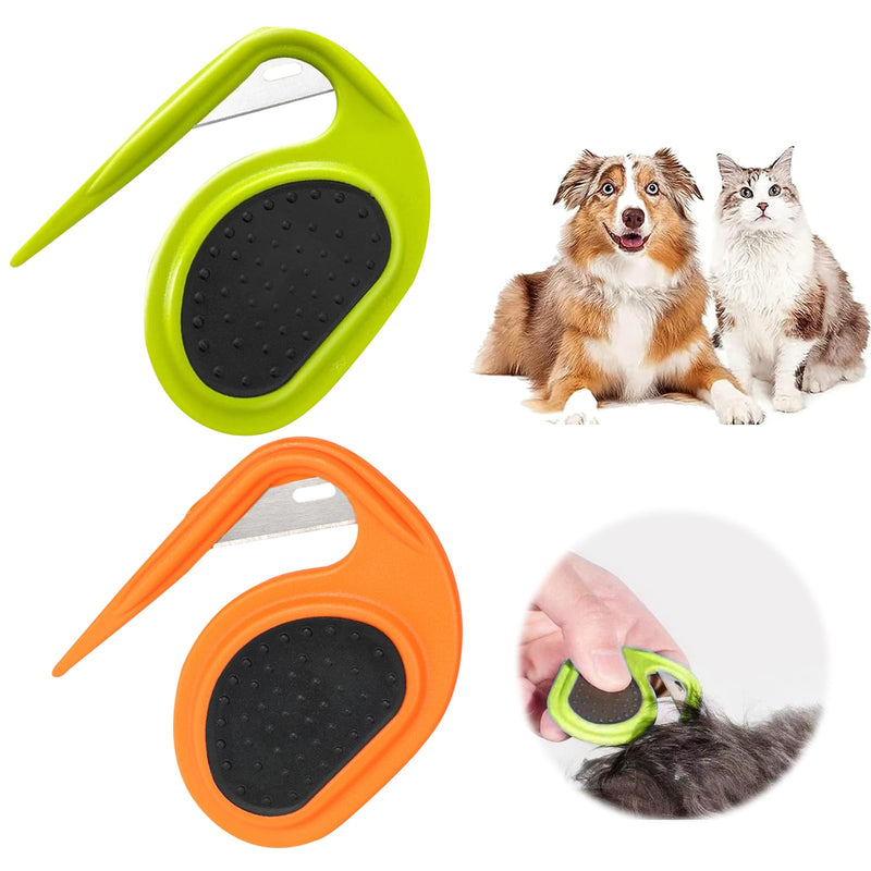 YALiya Pack of 2 Pet Knotting Comb, Cat Detangling Knife, Knotting Comb Pet, Grooming Tool Cat Brush Fur Detangler, for Grooming and Hair Removal of Professional Dogs - BeesActive Australia