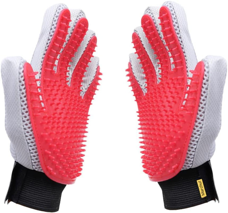 Marchul Grooming Glove, Dog Grooming Brush Glove with 260 Tips, Cat Hair Removal Massage Glove for Long/Short Hair, Efficient Pet Hair Remover Glove for Cat, Dog, Horse (1 Red - BeesActive Australia