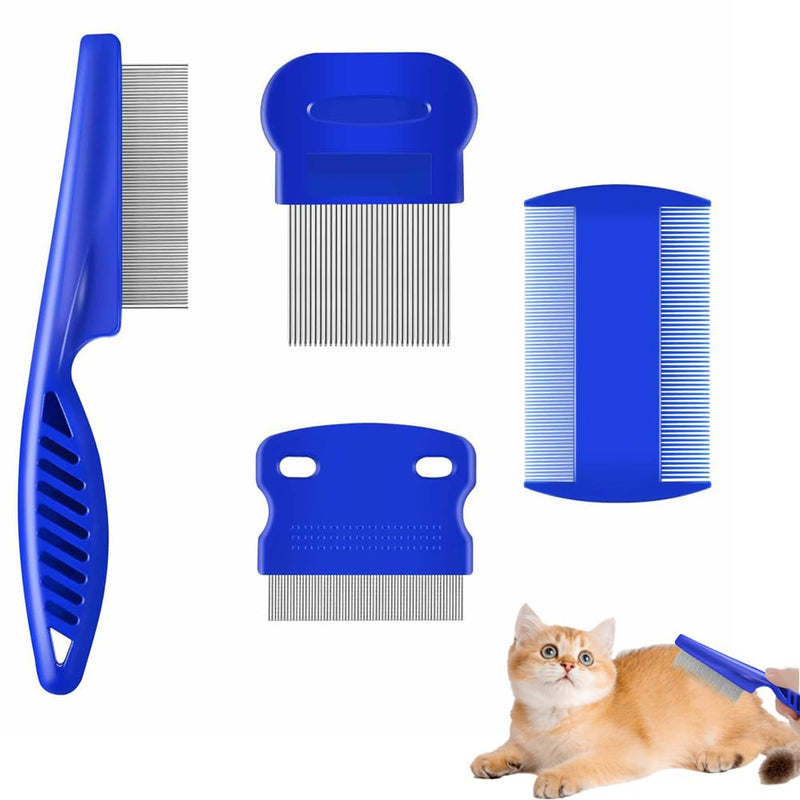 Pack of 4 cat dog flea comb, lice comb, flea comb for removing fleas, metal teeth lice comb, flea tear stain remover comb, pet comb stainless steel lice comb - BeesActive Australia