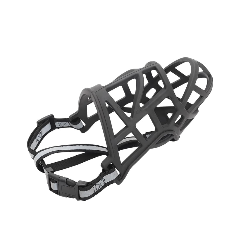 Shengxi Basket Muzzle for Dogs with Adjustable Straps Soft Rubber Basket Dog Muzzle with Reflective Strips Breathable Muzzle Dog Prevents Barking Biting and Chewing (2) 2 - BeesActive Australia