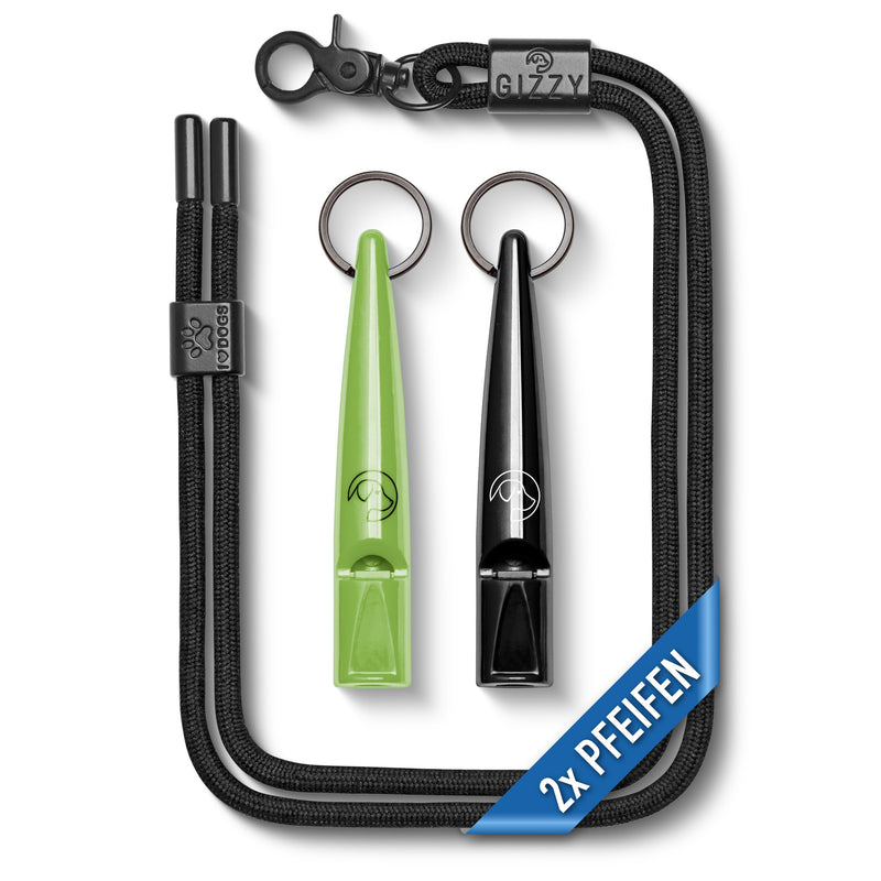 GIZZY® 2x dog whistle loud and far-reaching whistle sound I 2x dog whistles ideal as training aids for dogs I suitable for dog training barking or as a dog whistle recall I Incl. high-quality green/black ribbon - BeesActive Australia