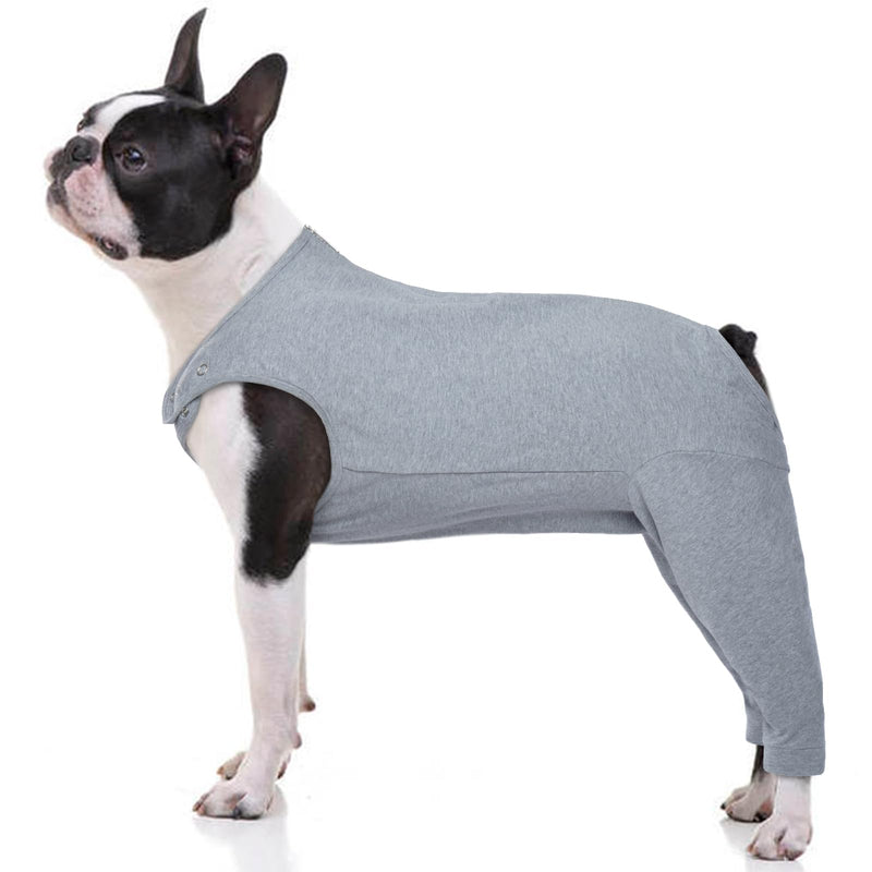 MHaustlie Dog recovery cover for hind legs, breathable dog surgical suit with zip, dog elbow bandages protection, E-collar and cone replacement against licking S grey - BeesActive Australia