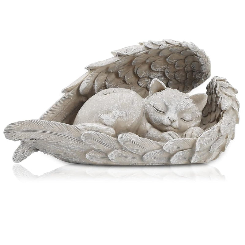 RTUHCSP Cat Angel Memorial Stone, Cat Angel Figures, Memorial Stone for Pets, Resin Cat Memorial Statue, Cat Figure Garden Gift Keepsake Home Grave Decoration Decoration - BeesActive Australia