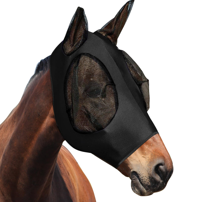 Darryy Fly Mask, Fly Mask Horse, Fly Protection Elastic, Fly Mask Horse UV Protection (Black) Black - BeesActive Australia
