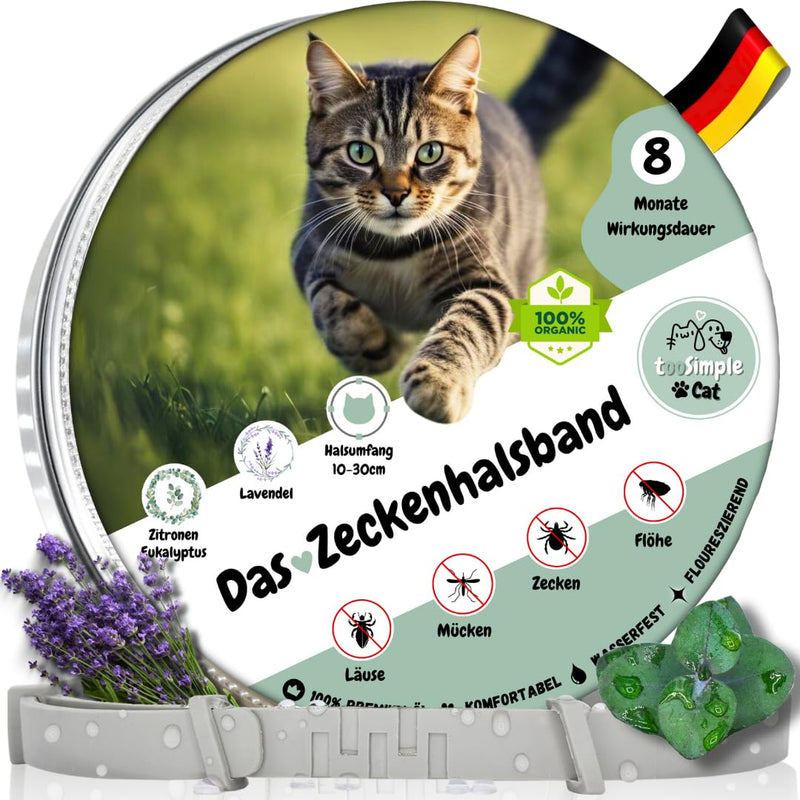tooSimple The tick collar for cats 100% vegetable premium oil Effective protection against ticks, fleas, mosquitoes, lice, vermin - 8 months duration of effect - BeesActive Australia