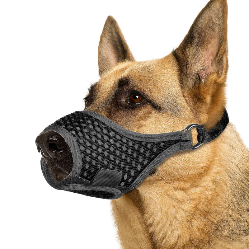 Dog Muzzle, Soft Muzzle for Large, Medium and Small Dogs to Prevent Biting, Chewing and Barking with Ring and Adjustable Strap for Vet Training (Black, M) - BeesActive Australia