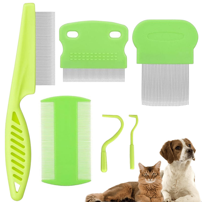 Pack of 6 lice combs and tick hooks, metal teeth, lice comb, tick comb, nit comb for removing fleas, flea tear stain remover comb, lice comb for caring for and removing dandruff or lice - BeesActive Australia