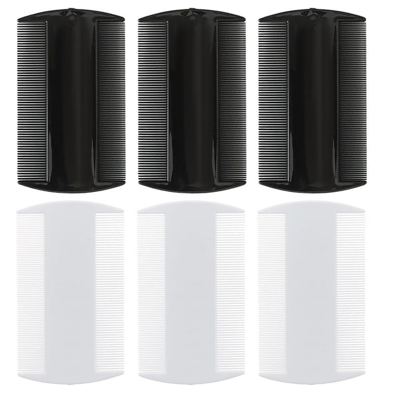 Fine Teeth Lice Comb Set of 6 Flea Combs for Dogs and Cats, Effective Removal, Durable Double Sided Lice Comb, Lice Comb, Plastic for Kids, Adults, Pets, White/Black - BeesActive Australia