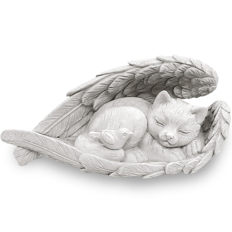 Onperpoe Gravestone Cat with Angel Wings Cat Angel Memorial Stone for Outdoor Animal Gravestone Polyresin Cat Figure Garden Beautiful Keepsake Home Grave Decoration Decorative Gifts for Cat Lovers - BeesActive Australia