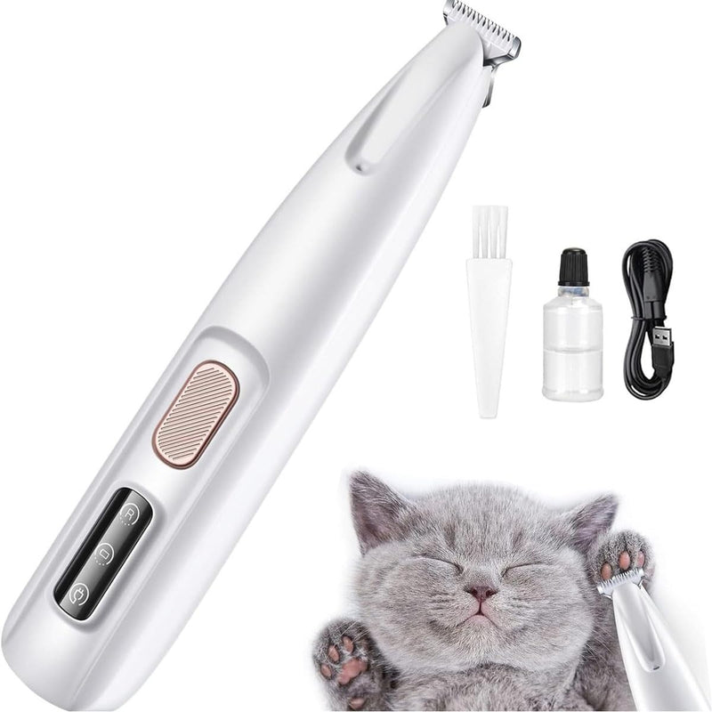 Pet hair trimmer with LED light, professional animal hair trimmer, wireless dog paw trimmer, pet razor for dogs, cats, paws, eyes, ears, face, body, 1 piece - BeesActive Australia