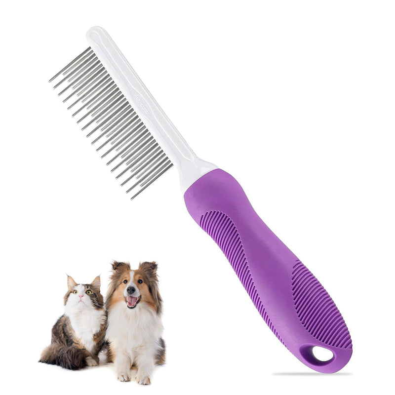 EnixwH dog comb made of stainless steel, cat brush long hair, cat comb for removing animal hair, undercoat brush dog for loosening knots and tangles for dogs and cats (purple) 1 piece dog hair brush for removal - BeesActive Australia
