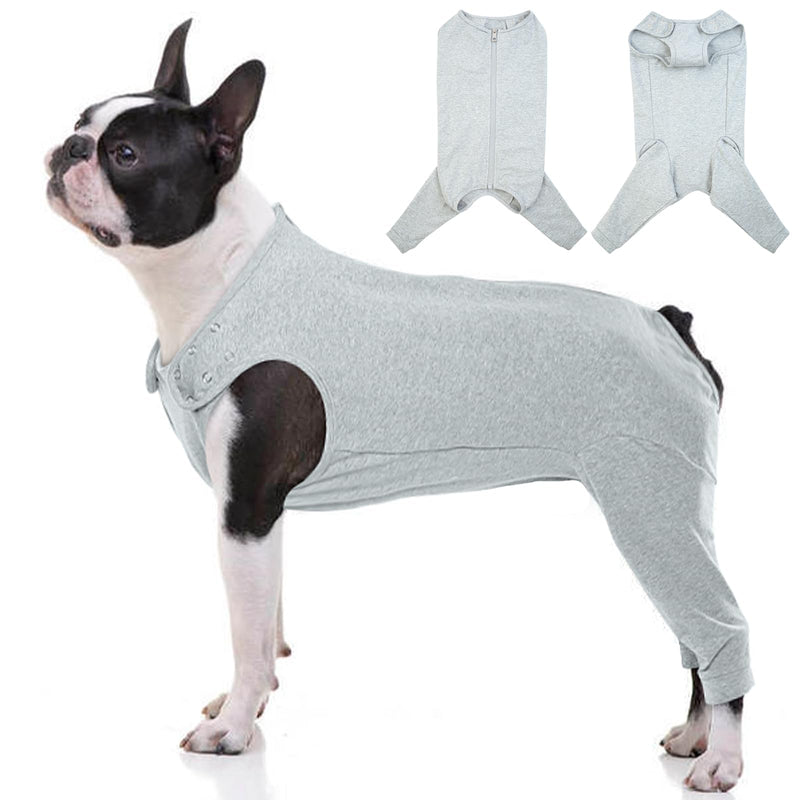 Katzinst dog bodysuit after surgery, dog costume for dogs after surgery with zip at the back, dog bodysuit after castration male for hair loss, anti-licking, wound protection, cone alternative, SHUHOUFU, grey, L L grey - BeesActive Australia