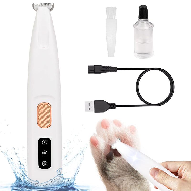 Paw Trimmer for Dogs, Dog Clipper Quiet, Dog Paw Trimmer with LED Light, Dog Hair Clipper Claw Grinder USB Rechargeable Clipper for Dog Cat Paws White - BeesActive Australia